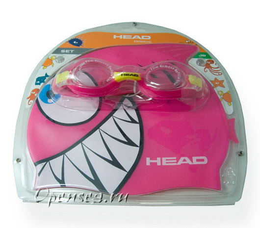 Очки Head Meteor Jr. + шапочка Акула розовая