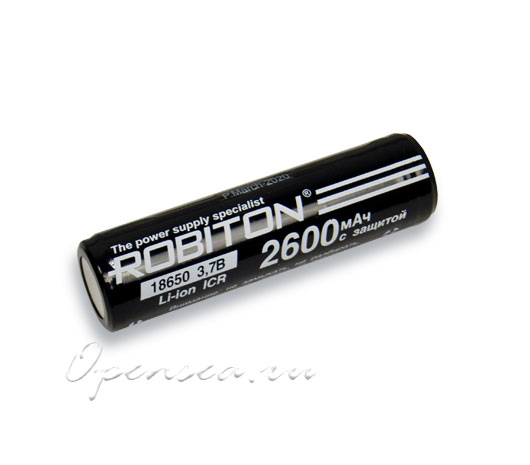 Аккумулятор 18650 Robiton 3.7B 2600 mAh с защитой